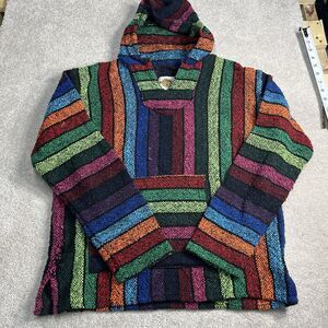 Earth Ragz Hoodie Baja Rainbow‎ Bright-Colored Mexico-Made Unisex Poncho